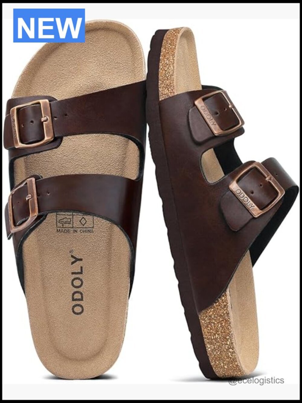 Men's Cork Footbed Slide Sandal Arch Support Adjustable Buckle Outdoor
